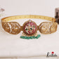 Premium Antique Nagas Peacock Motifs Jadau Hip Belt With Green Bead Drops V360