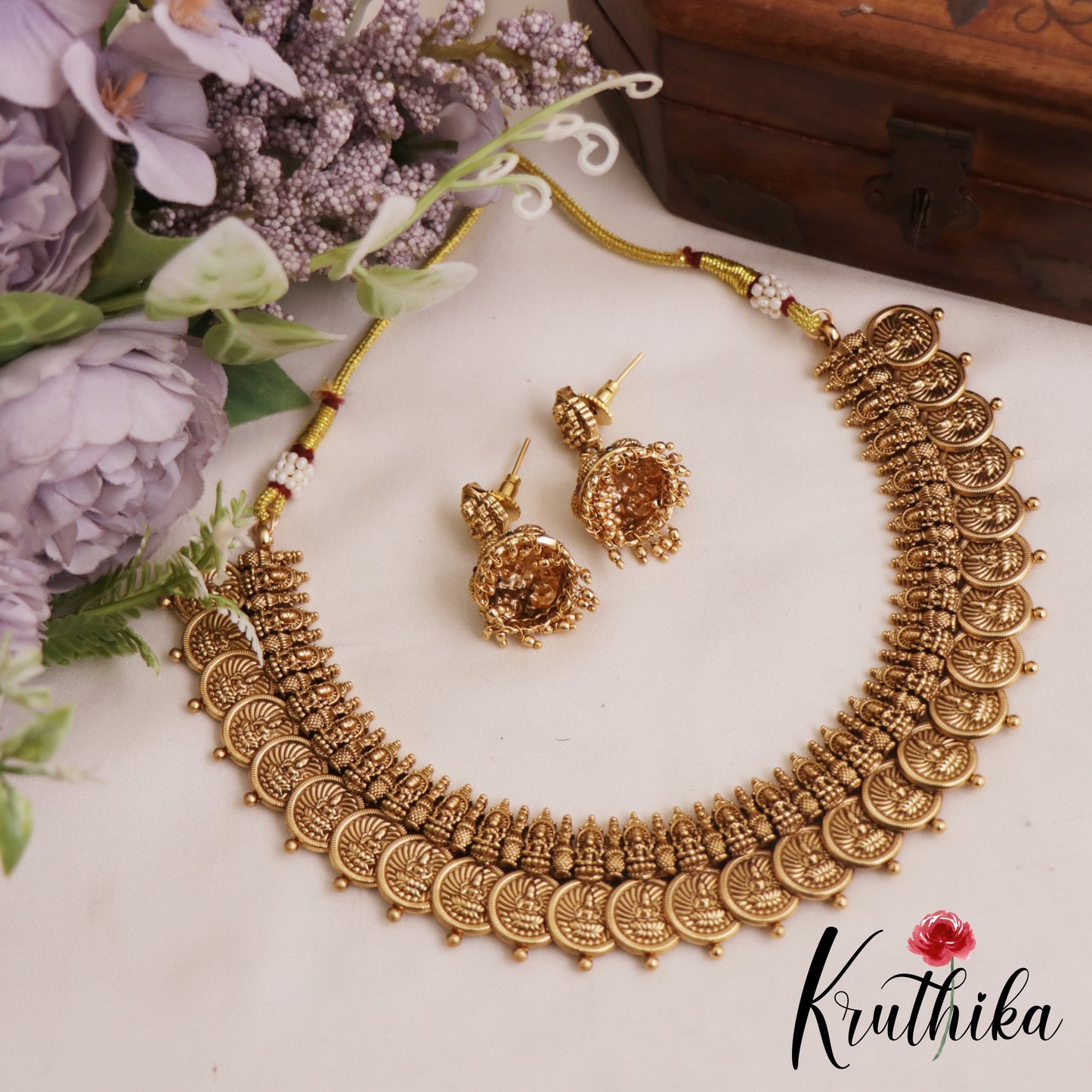 Premium Antique Lakshmi Motifs Kasu Necklace NC2850