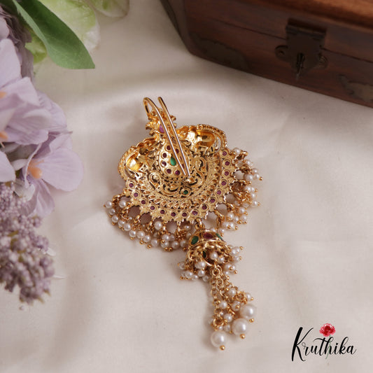 Premium Kemp Stones Elephant Motif With Pearl Drops Jada Billa J259