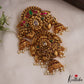 Stunning Antique Floral Peacock Jhumka Jadau Jada Billa With Pearl Drops J393