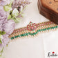 Stunning Floral Motifs Jadau Necklace With Green Bead Drops NC3270
