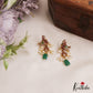 Pretty Peacock Motifs Kemp Earrings With Green Bead Drops E1106
