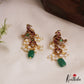 Pretty Peacock Motifs Kemp Earrings With Green Bead Drops E1106