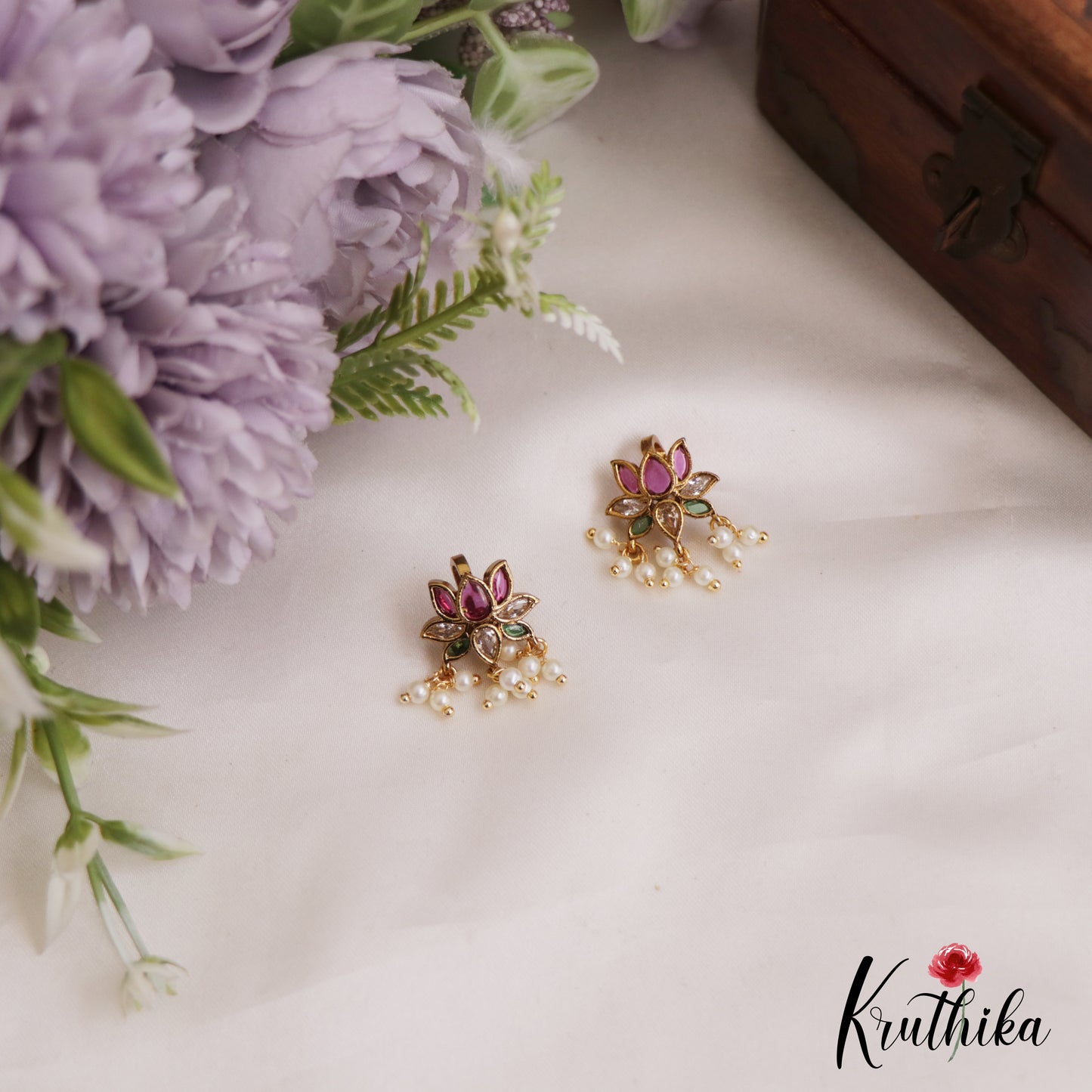 Trendy Kemp Lotus Motifs Earcuffs | Upper Earrings | Bugadi Earrings E942