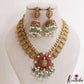 Gorgeous Antique Nagas Peacock Motifs Lakshmi Kasu Necklace With Green Bead Drops NC3148