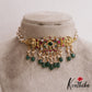 Stunning Elephant Leaf Motifs Jadau Choker With Green Bead Drops NC2960