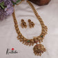 Royal Bridal Jadau Lakshmi Pendant Haaram with Golden Beads Drops LH1976
