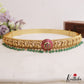 Premium Antique Floral Peacock Motifs Jadau Hip Belt With Bead Drops V356 (Available In 4 Colors)