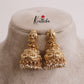 Premium Temple Lakshmi Jhumkas with Beads Drops E646 (Available in 2 Colors)