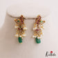 Pretty Peacock Motifs Kemp Earrings With Green Bead Drops E1106