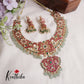 Grand Peacock Jadau Necklace with Pastel Green Drops NC2180