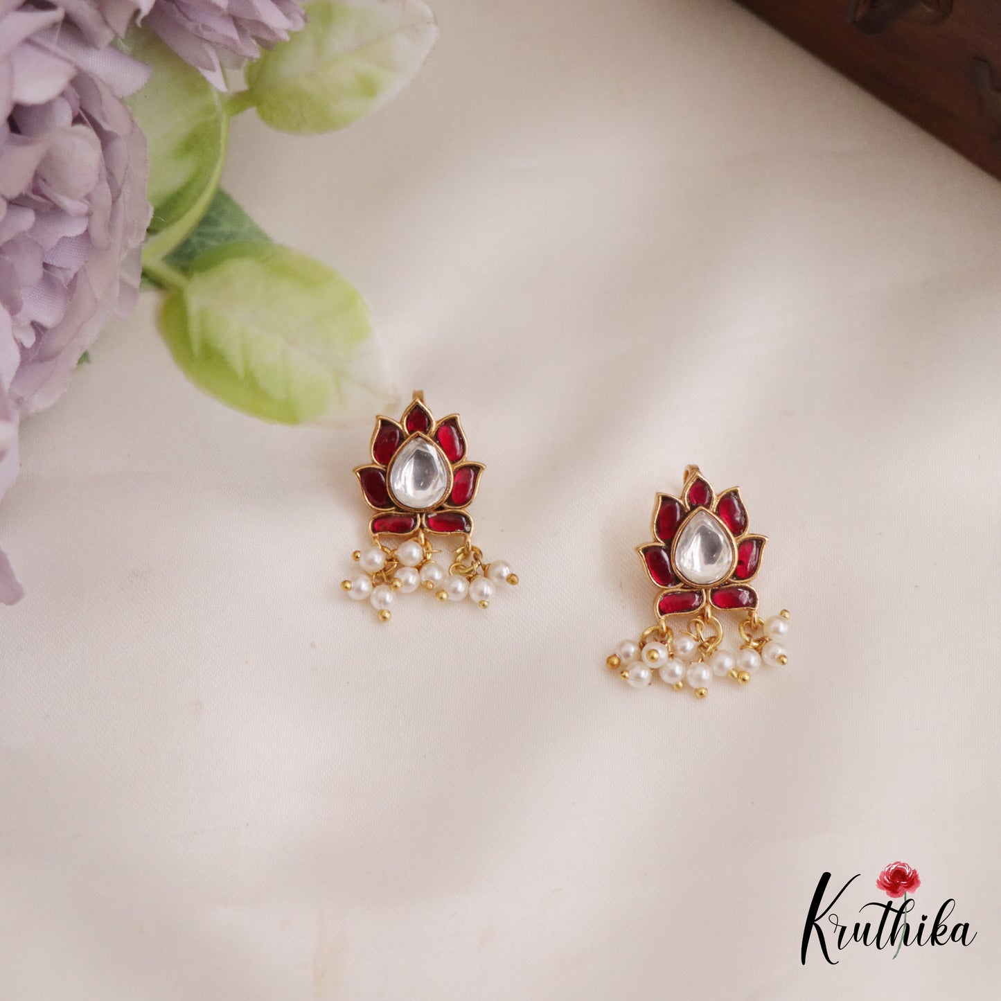 Pretty Kemp Lotus Motifs Earcuffs | Upper Earrings | Bugadi Earrings E1024 (Available In 4 Colors)