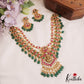 Gorgeous Lakshmi Floral Motifs Jadau Haaram With Green Bead Drops LH2064