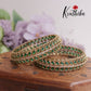 Trendy CZ Leaf Victorian Bangles B297 (Available in 2 Colours)| (Set of 2 Bangles)