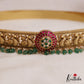 Premium Antique Floral Peacock Motifs Jadau Hip Belt With Bead Drops V356 (Available In 4 Colors)