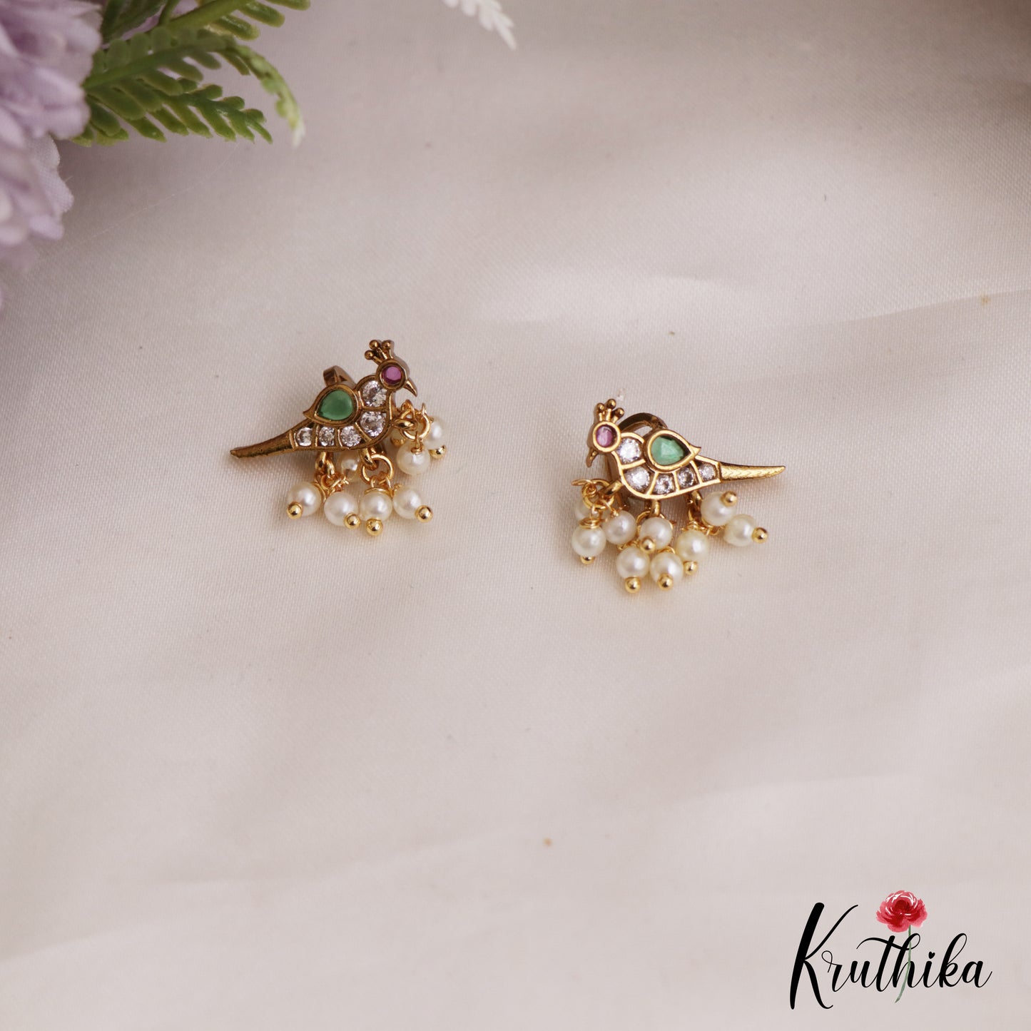Pretty Kemp Peacock Motifs Earcuffs | Upper Earrings | Bugadi Earrings E943
