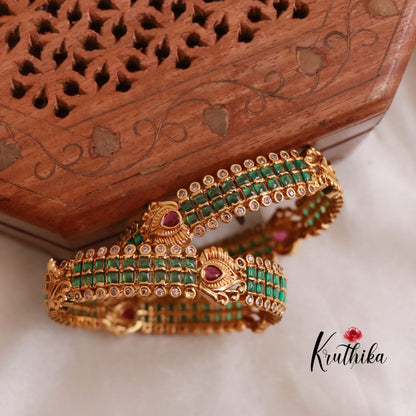 Beautiful Emerald Peacock Bangles B140 (Available in 2 Colors)