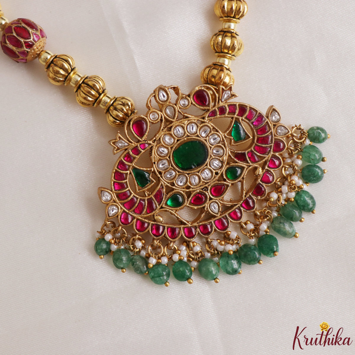 Regal Jadau Pendant Black Thread Necklace NC3325