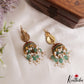 Gorgeous Antique Nagas Peacock Motifs Lakshmi Kasu Necklace With Green Bead Drops NC3148