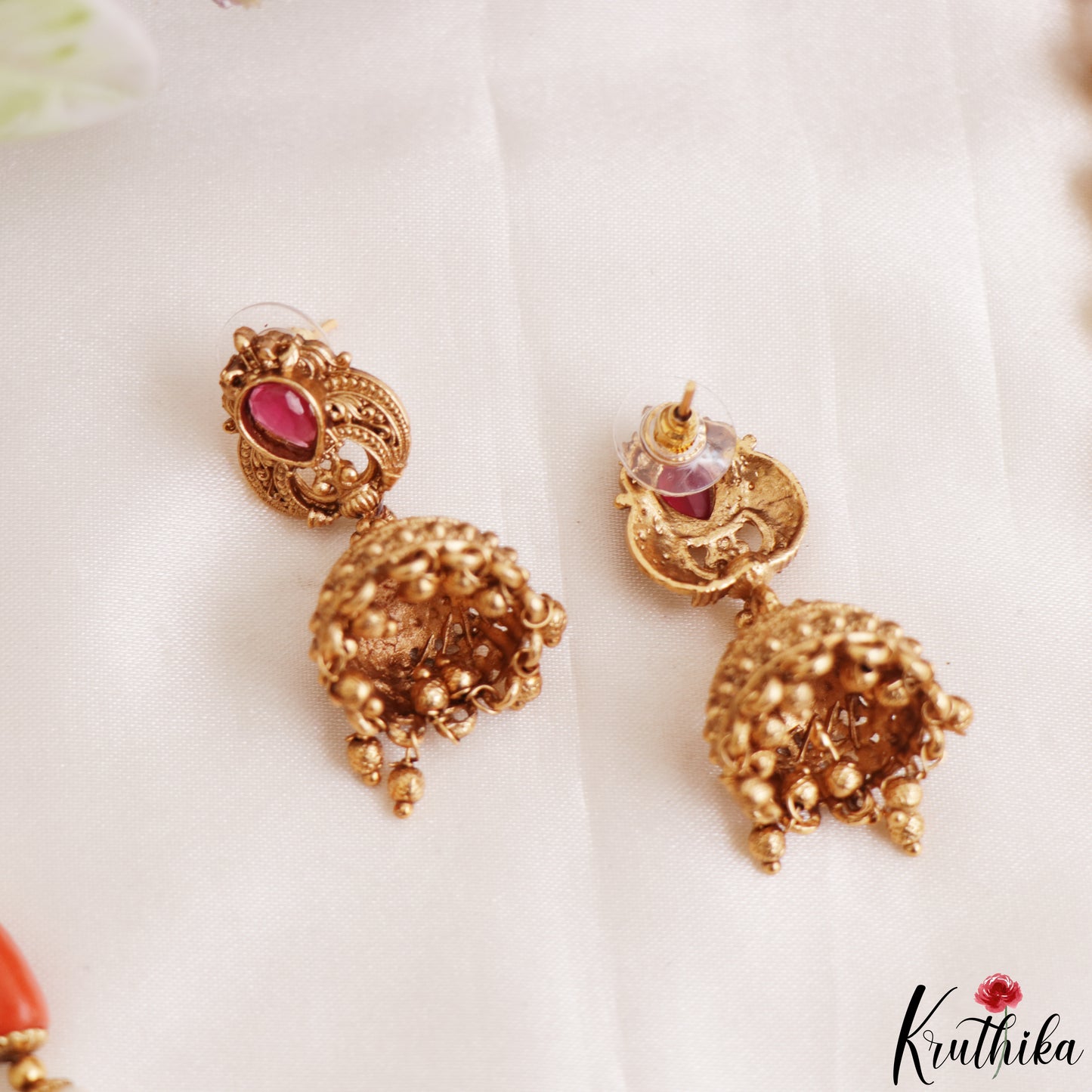 Trendy Antique Peacock Teardrop Motifs Coral Pearl Mala NC3231 (Available In 2 Colors)