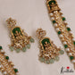 Premium Antique Lakshmi Motifs CZ Haaram With Mint Green Drops LH2105
