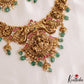 Stunning Antique Nagas Lakshmi Peacock Motifs Jadau Necklace With Green Bead Drops NC3176