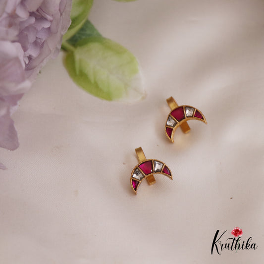 Elegant Jadau Earcuffs | Upper Earrings | Bugadi Earrings With Bead Drops E897