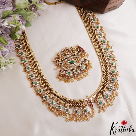 Grand Two-in-one Reversible Antique Nagas Lakshmi Motifs Jadau Haaram With Detachable Pendant LH2221