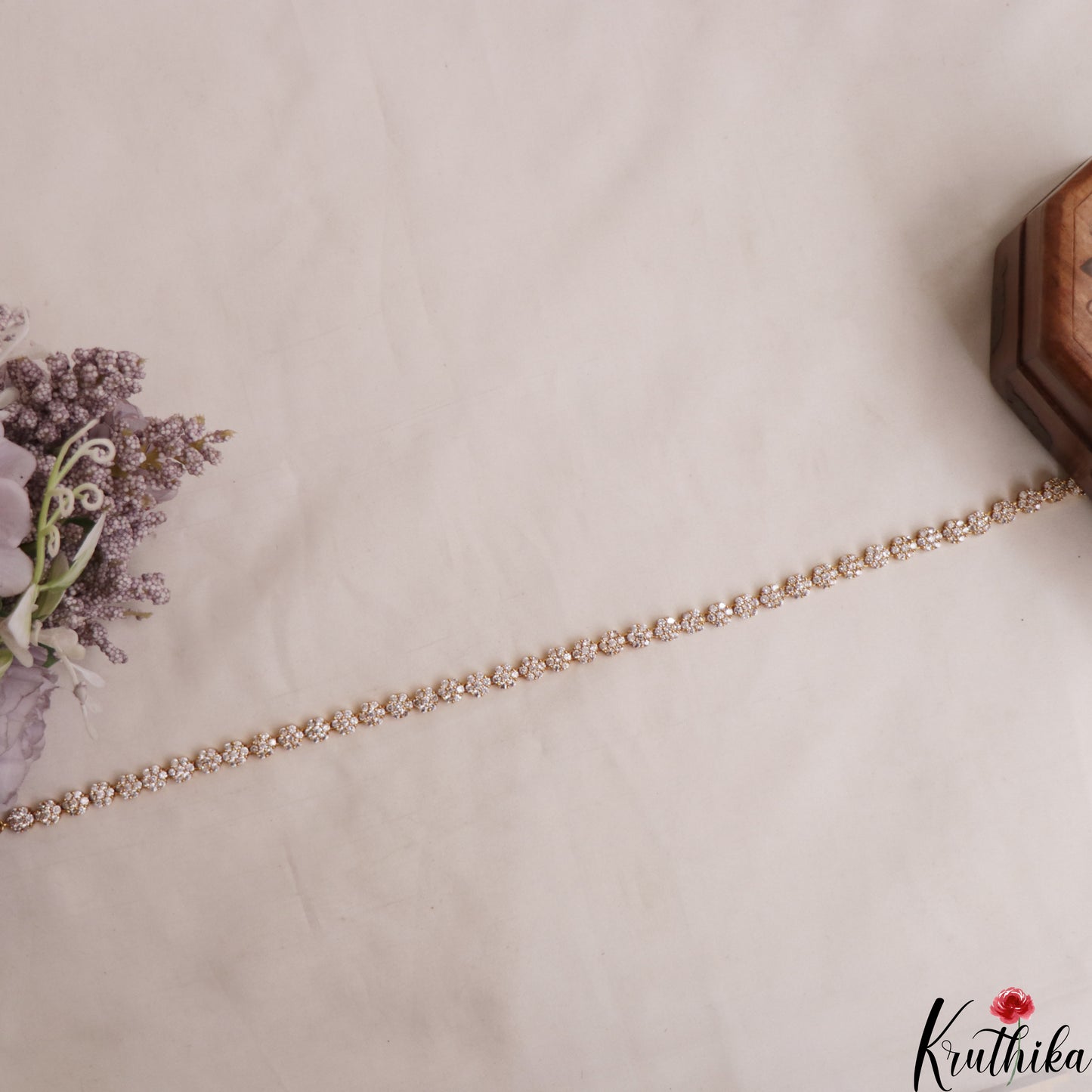 Elegant Floral Motifs CZ Hip Chain V374