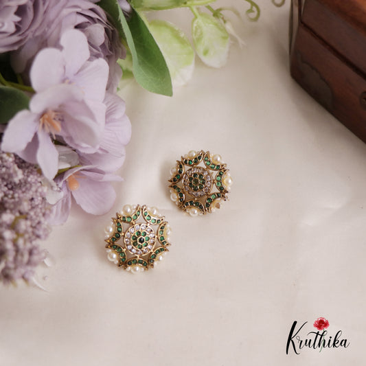 Gorgeous AD Stone Floral Earrings E792 (Available In 2 Colours)