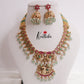 Elegant AD Peacock Jadau Necklace with Pastel Green Beads Drops NC2361