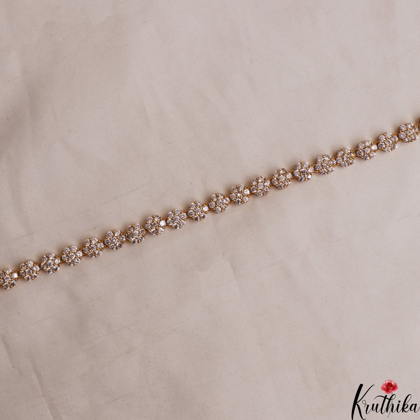 Elegant Floral Motifs CZ Hip Chain V374