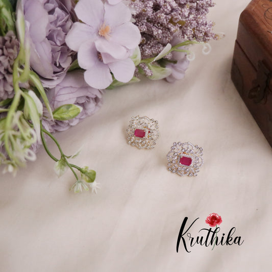 Beautiful CZ Sparkling Ear Studs E618 (Available in 2 Colors)