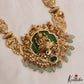 Premium Antique Lakshmi Motifs CZ Haaram With Mint Green Drops LH2105