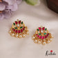 Elegant Leaf Motifs Jadau Stud Earrings With Pearl Drops E1001