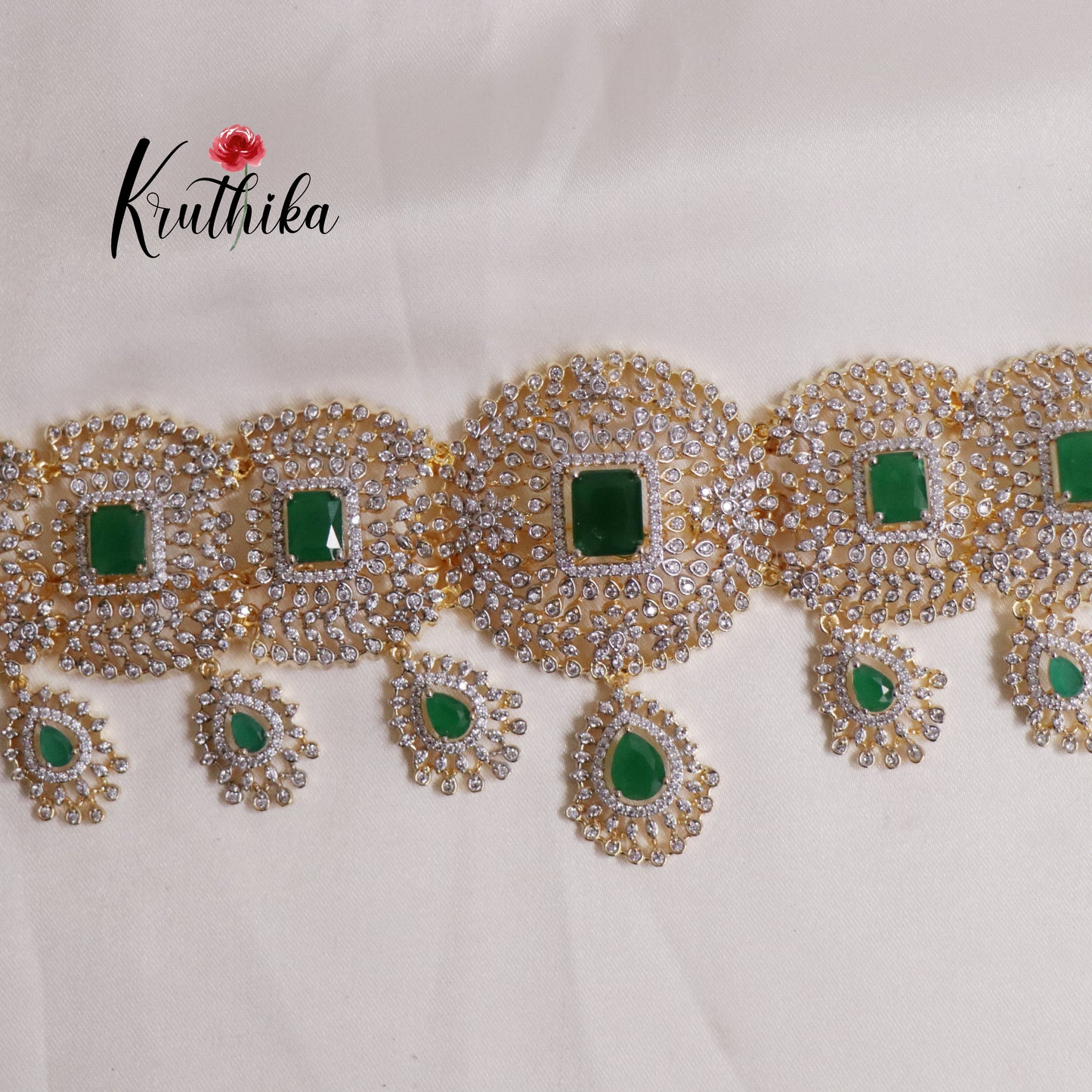 Beautiful CZ Sparkling Victorian Hip Chain with Pendant Drops V286 (Available in 3 Colors)