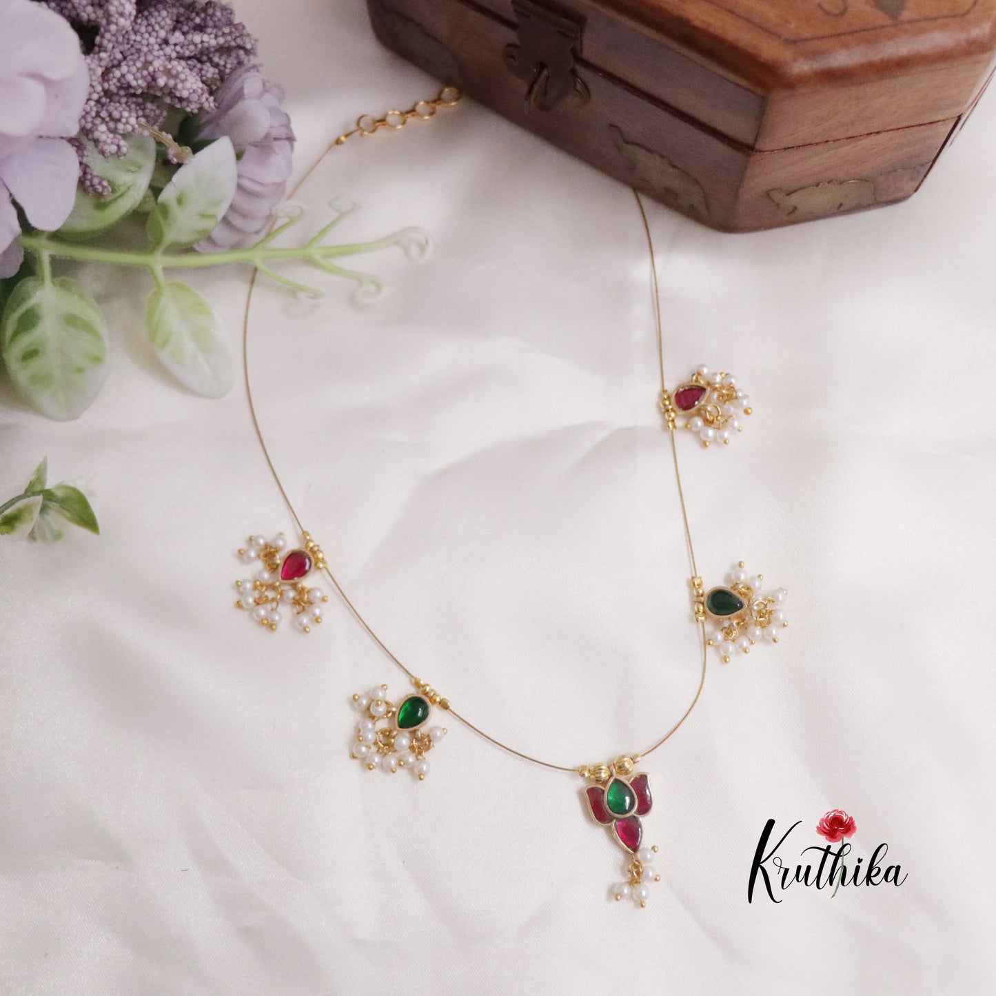 Simple Jadau Pendant Invisible Chain NC2236 (available in 2 Colors)