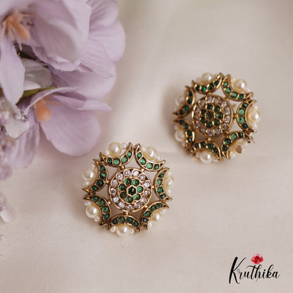 Gorgeous AD Stone Floral Earrings E792 (Available In 2 Colours)