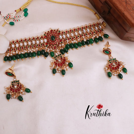 Premium kemp choker with bead drops NC2016 (Available in two colors)
