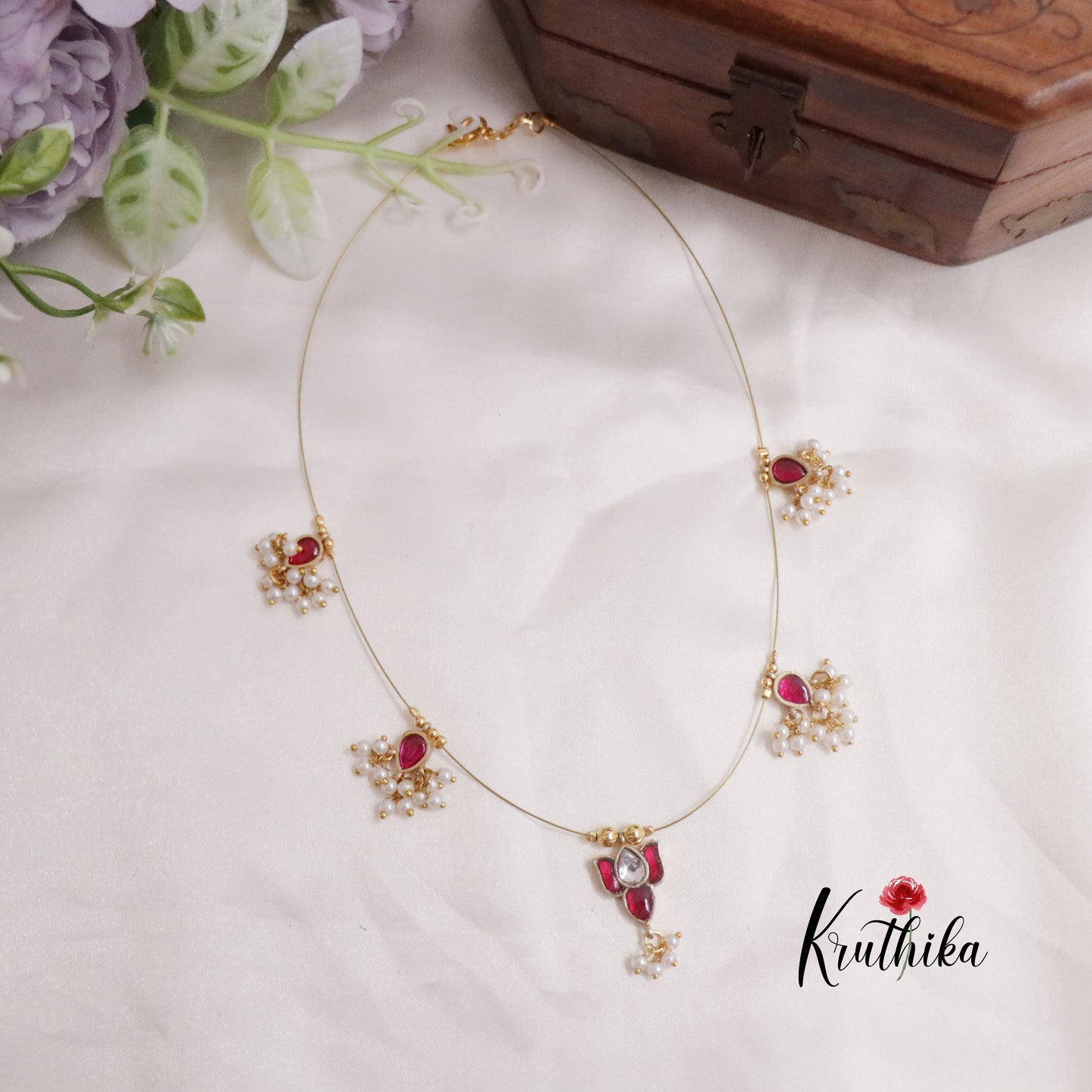 Simple Jadau Pendant Invisible Chain NC2236 (available in 2 Colors)