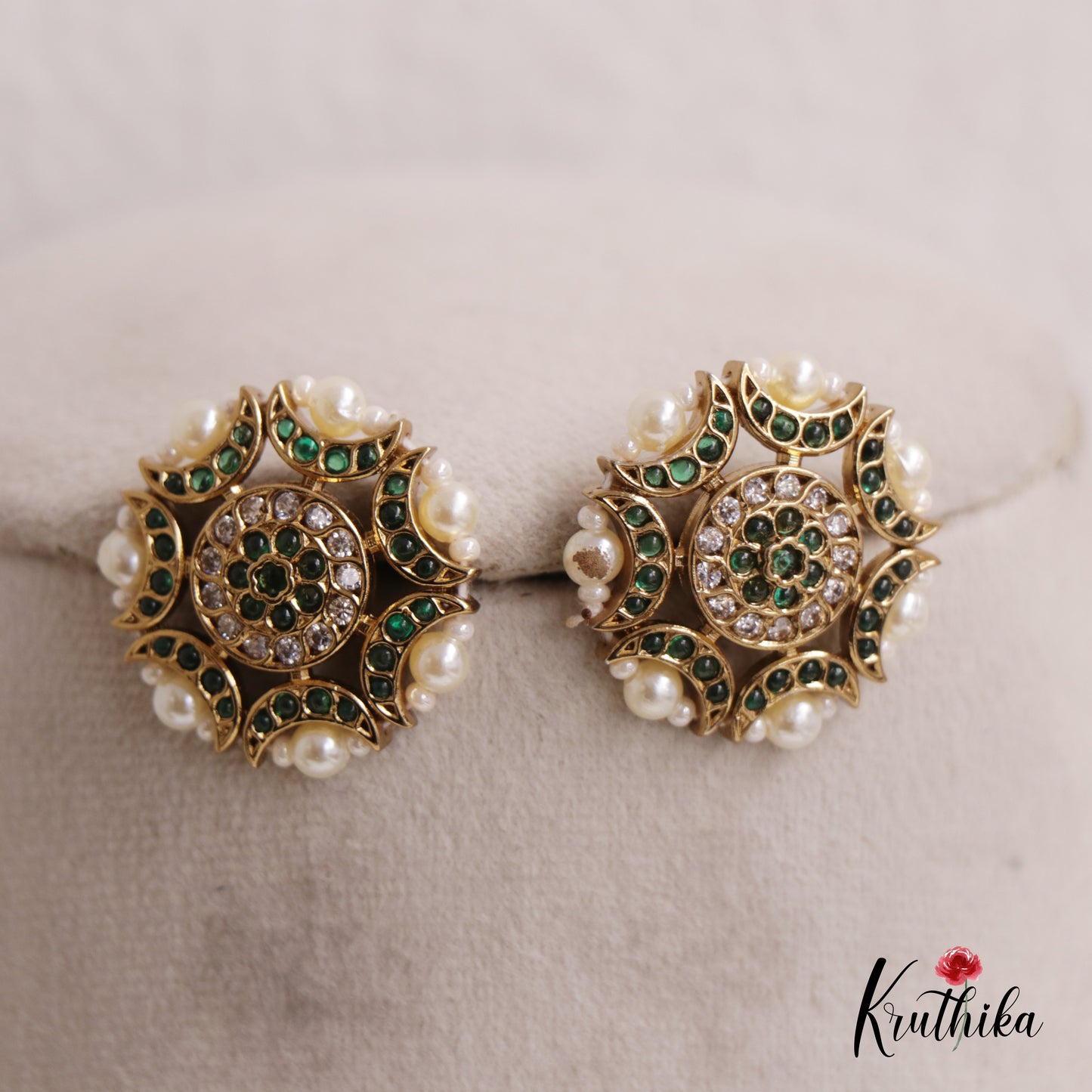 Gorgeous AD Stone Floral Earrings E792 (Available In 2 Colours)