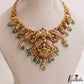 Stunning Antique Nagas Lakshmi Peacock Motifs Jadau Necklace With Green Bead Drops NC3176