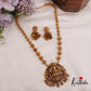 Trendy Temple Lakshmi Pendant Necklace with Golden Beads Drops NC2324