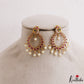 Trendy Peacock Motifs Chandbali Earrings With Pearl Drops E1222