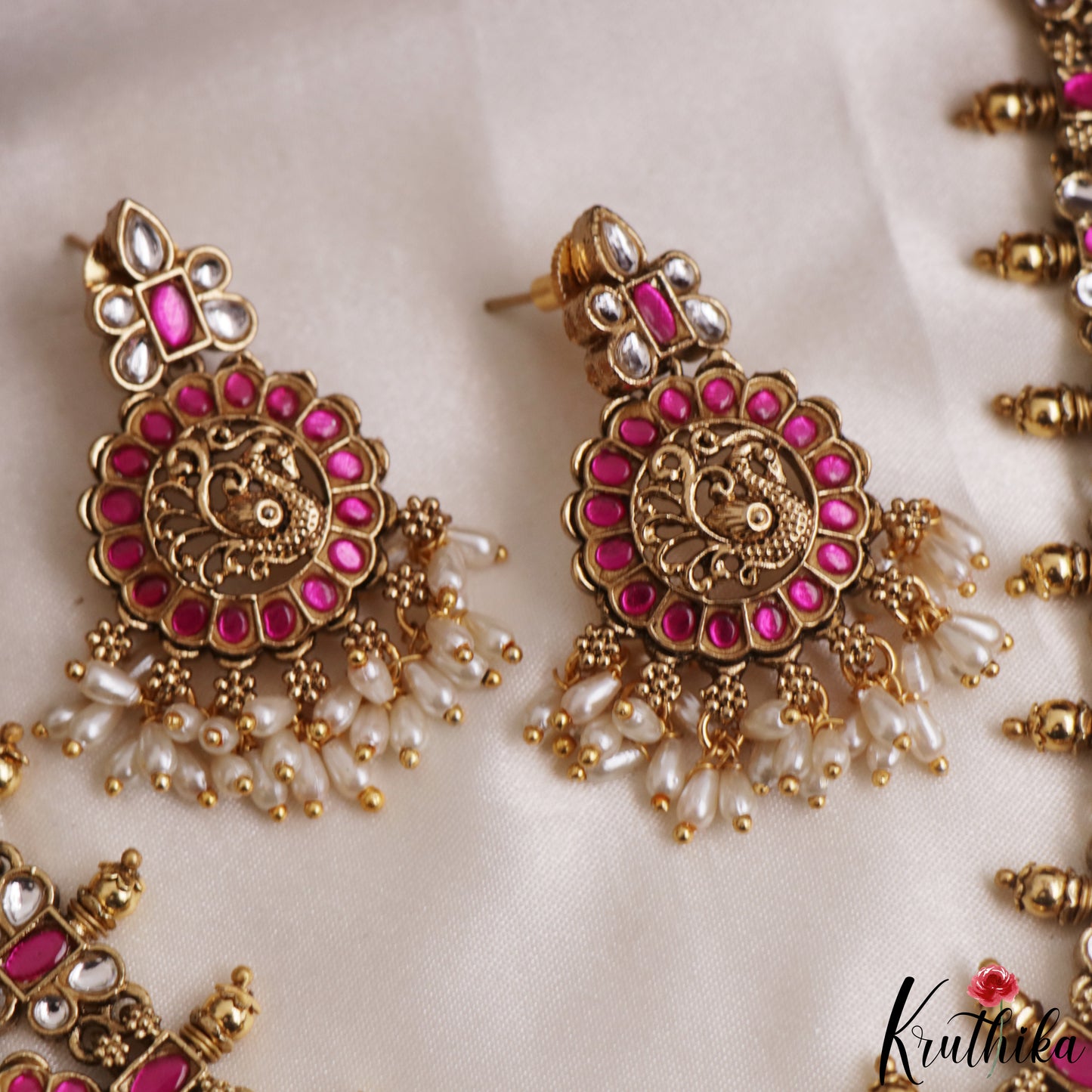 Royal Antique Lakshmi Bottu Jadau Haaram With Rice Pearl Drops NC3172