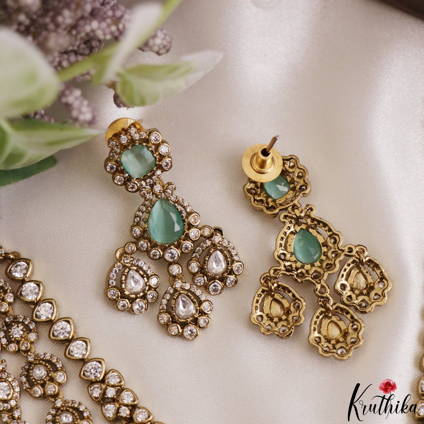 Sparkling Teardrop Motifs Multi Layered CZ Victorian Necklace NC3274 (Available In 5 Colors)