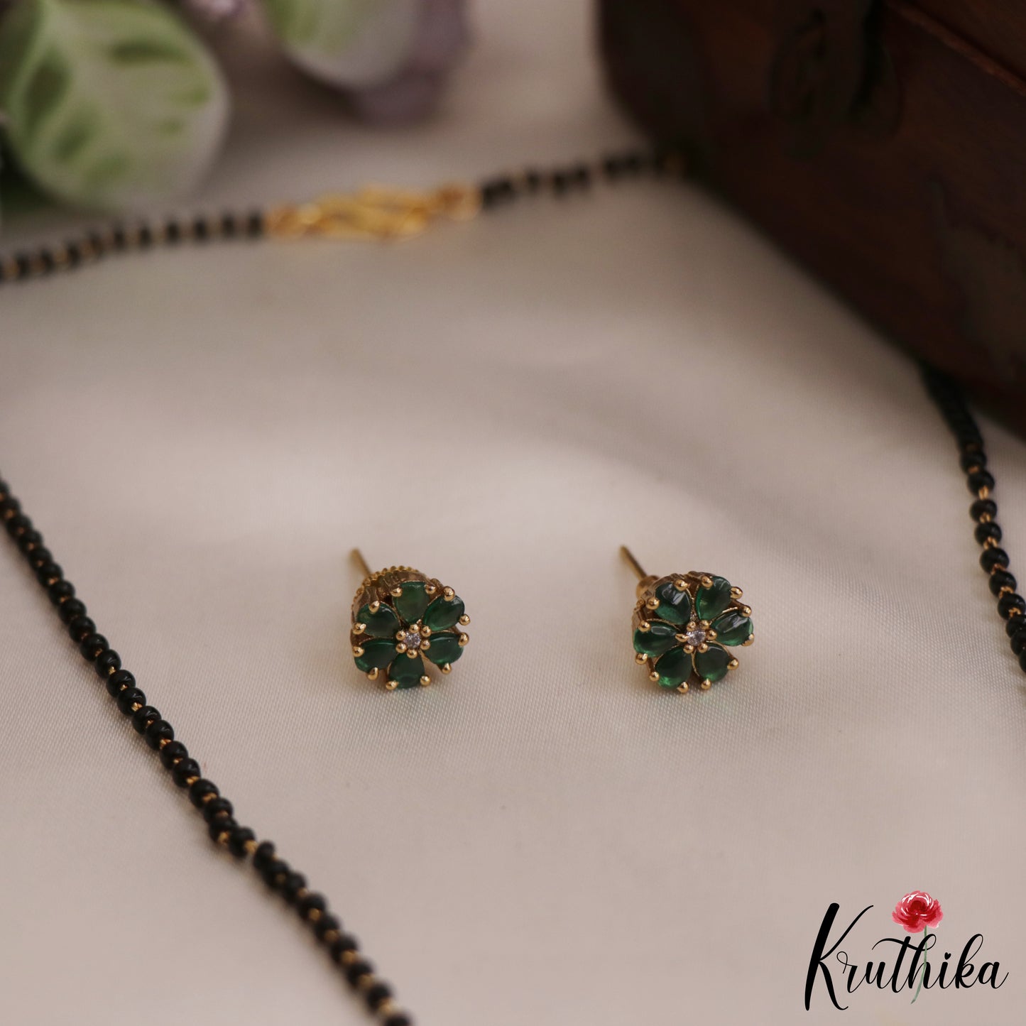 Simple Mangalsutra with Earrings Set NC2633 (Available in 2 Colours)