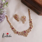 Beautiful CZ Floral Ruby and Leaf Motifs Necklace NC2125