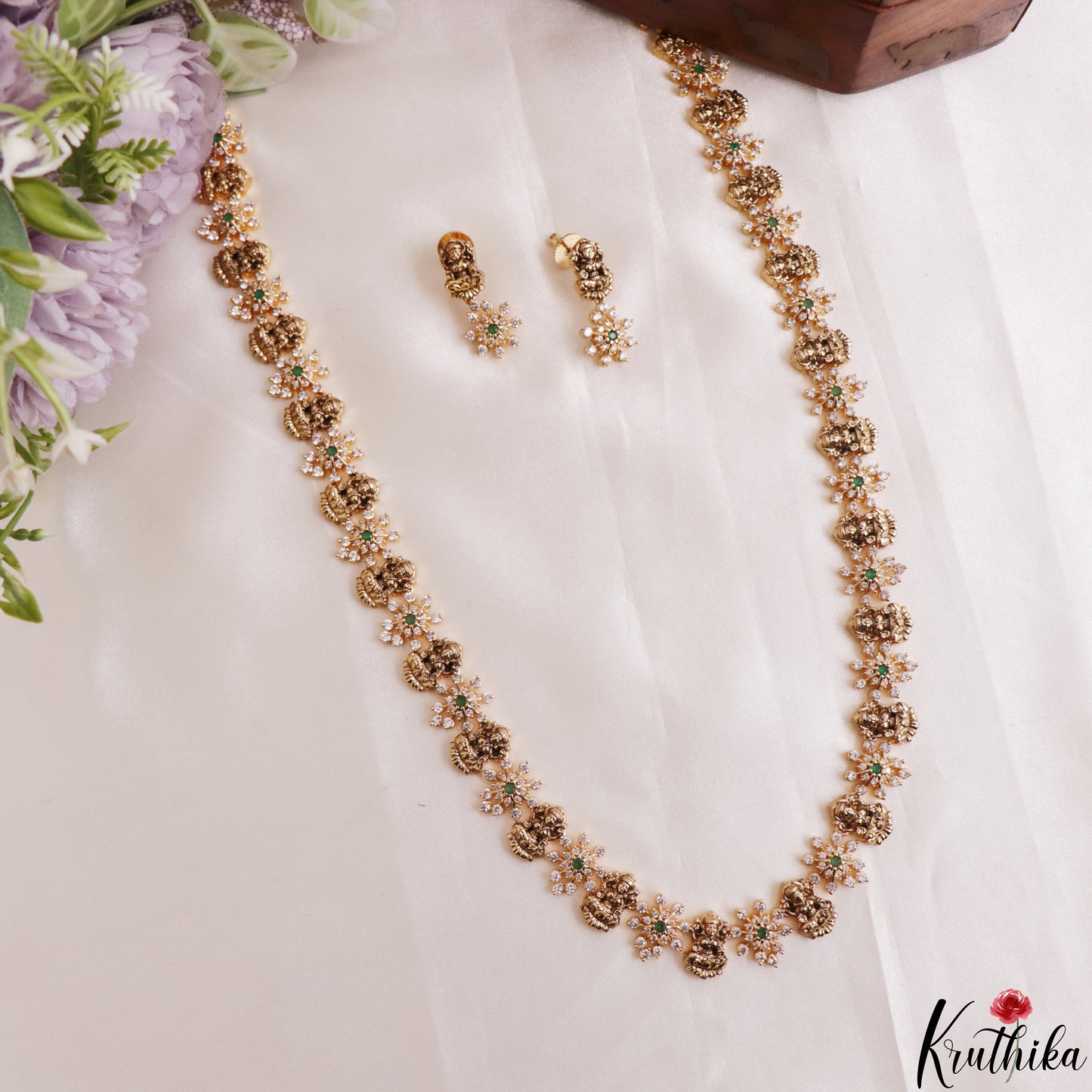 Elegant Antique Lakshmi Floral Motifs Haaram LH2184 (Available In 2 Colors)