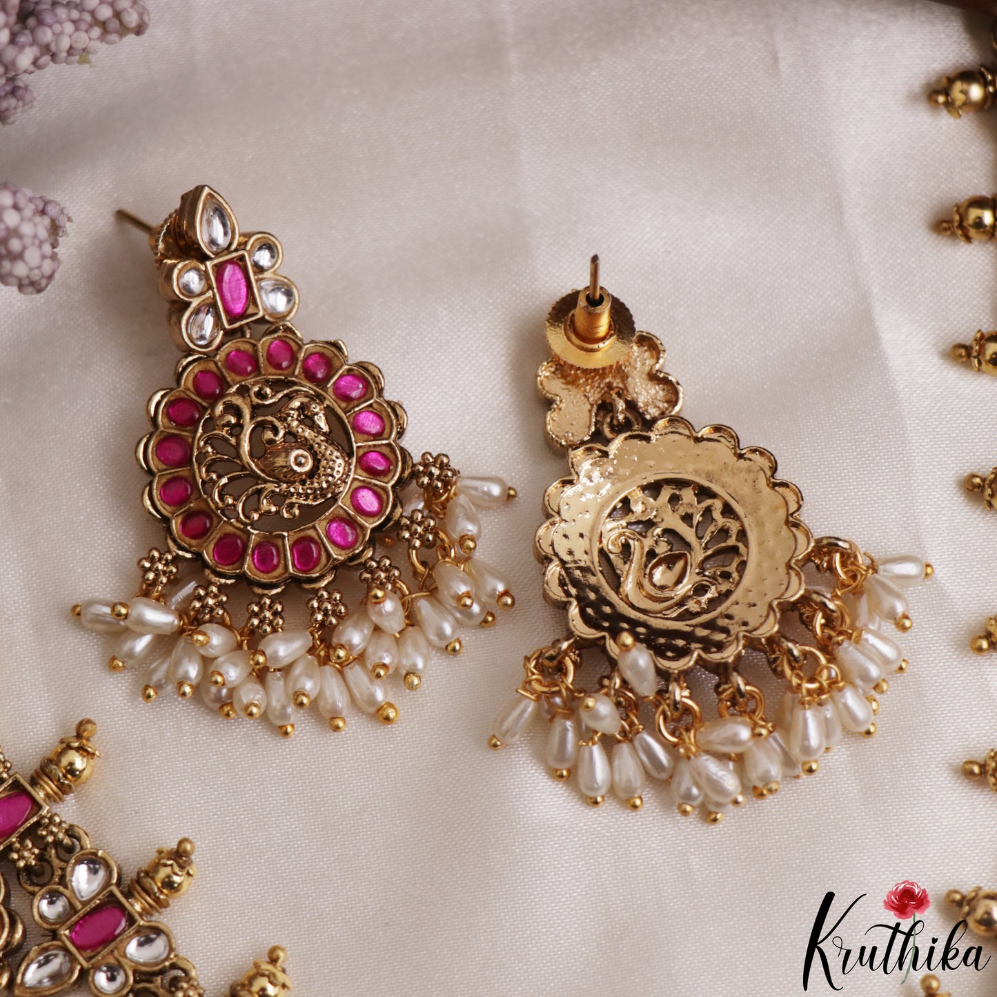 Royal Antique Lakshmi Bottu Jadau Haaram With Rice Pearl Drops NC3172